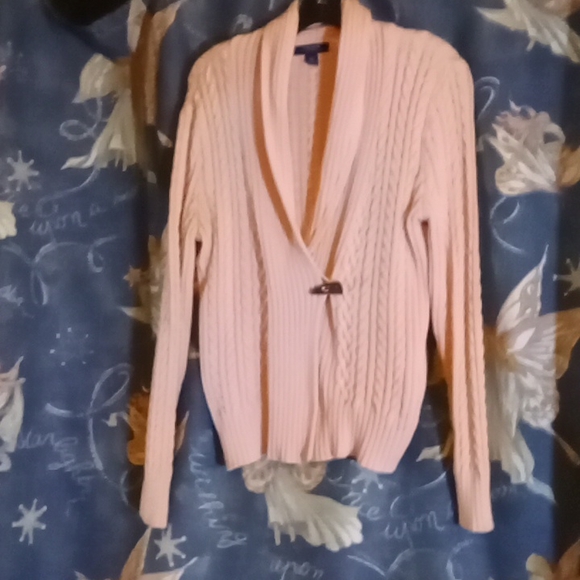 Chaps Sweaters Vintage Chaps Light Pink Cable Knit Sweater Womens